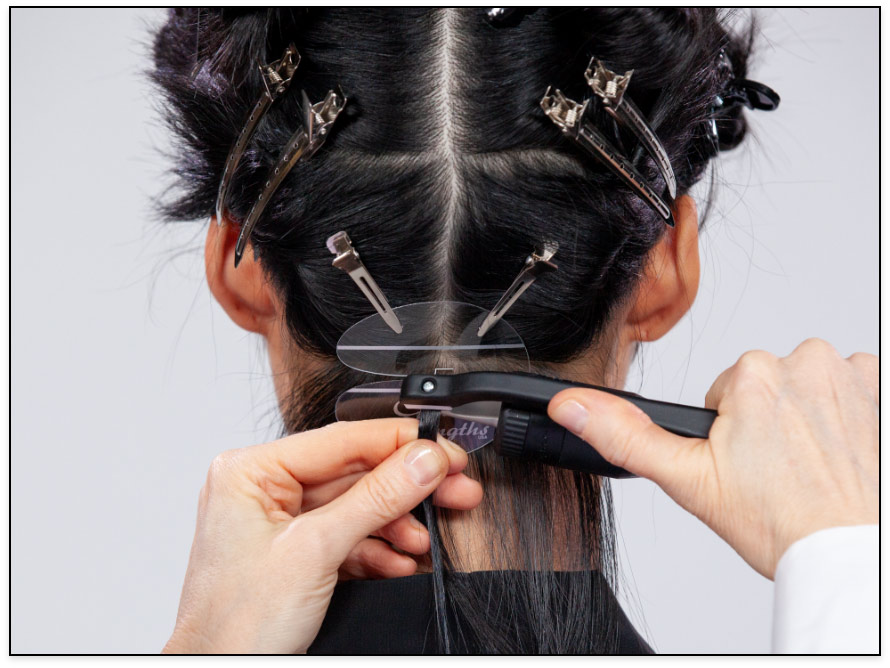 Hair extension applicator machine Great Lengths